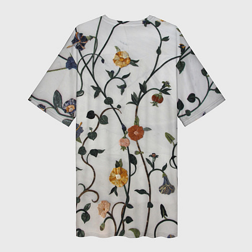 Женская длинная футболка Каменные цветы / 3D-принт – фото 2