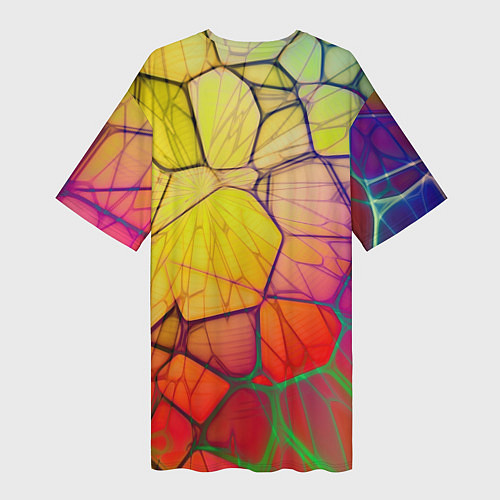 Женская длинная футболка Абстрактные цветные фигуры / 3D-принт – фото 2