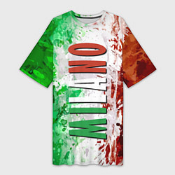 Футболка женская длинная Флаг Италии - кляксы, цвет: 3D-принт