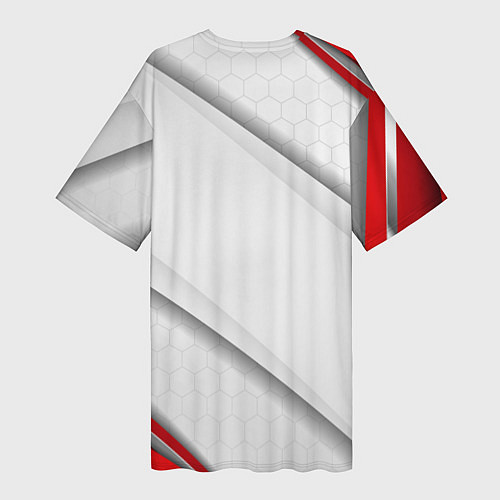 Женская длинная футболка Red & white флаг России / 3D-принт – фото 2
