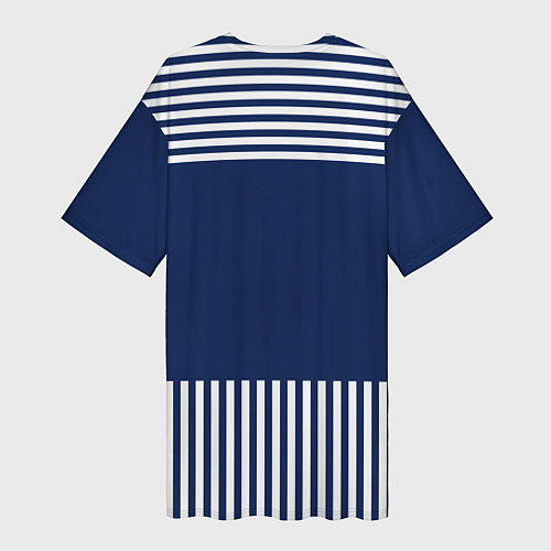 Женская длинная футболка Синий полосатый узор / 3D-принт – фото 2