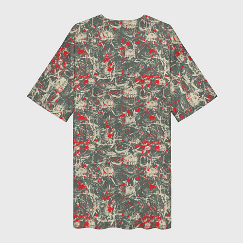 Женская длинная футболка Череп и брызги крови / 3D-принт – фото 2