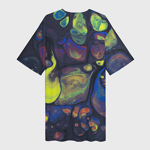 Женская длинная футболка Неоновые светящиеся камни / 3D-принт – фото 2