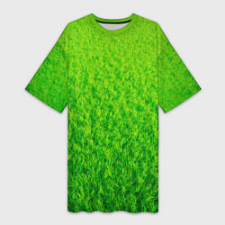 Футболка женская длинная Трава зеленая, цвет: 3D-принт