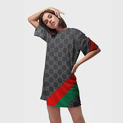 Футболка женская длинная В стиле gucci, цвет: 3D-принт — фото 2