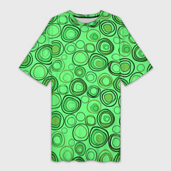 Футболка женская длинная Ярко-зеленый неоновый абстрактный узор, цвет: 3D-принт