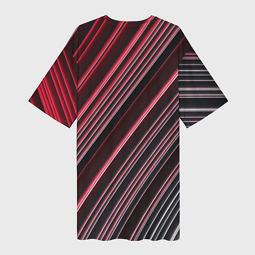 Женская длинная футболка Абстрактные неоновые линии и полосы / 3D-принт – фото 2