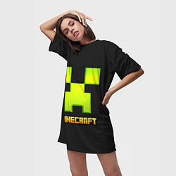 Футболка женская длинная Minecraft: neon logo, цвет: 3D-принт — фото 2