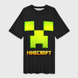 Женская длинная футболка Minecraft: neon logo