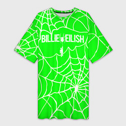 Футболка женская длинная Billie Eilish - паутина, цвет: 3D-принт