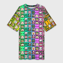 Женская длинная футболка Minecraft characters neon
