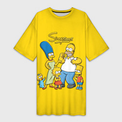 Женская длинная футболка Счастливые Симпсоны