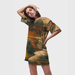 Футболка женская длинная Туманные сюрреалистичные краски, цвет: 3D-принт — фото 2