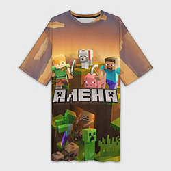 Женская длинная футболка Алена Minecraft