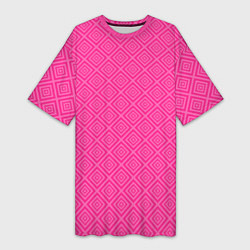 Женская длинная футболка Розовый орнамент из квадратиков