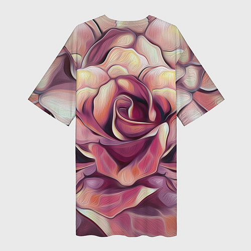 Женская длинная футболка Крупная роза маслом / 3D-принт – фото 2