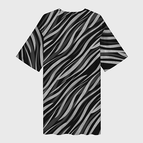 Женская длинная футболка Полосатый черно-серый узор Зебра / 3D-принт – фото 2