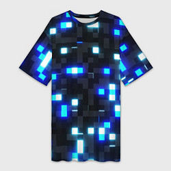 Женская длинная футболка Неоновые светящиеся квадраты