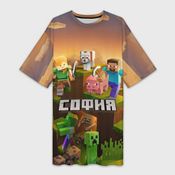 Женская длинная футболка София Minecraft