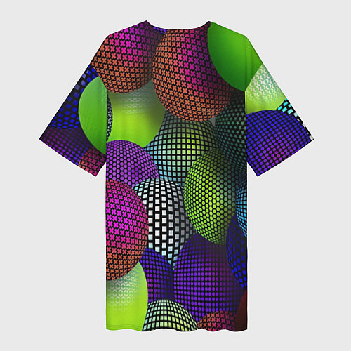 Женская длинная футболка Трехмерные разноцветные шары / 3D-принт – фото 2