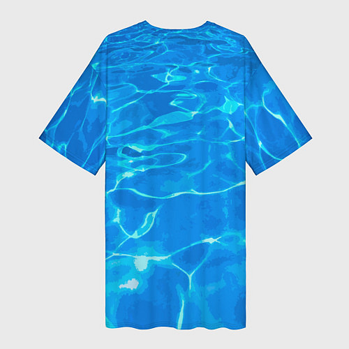 Женская длинная футболка Абстрактные волны бассейна - текстура / 3D-принт – фото 2
