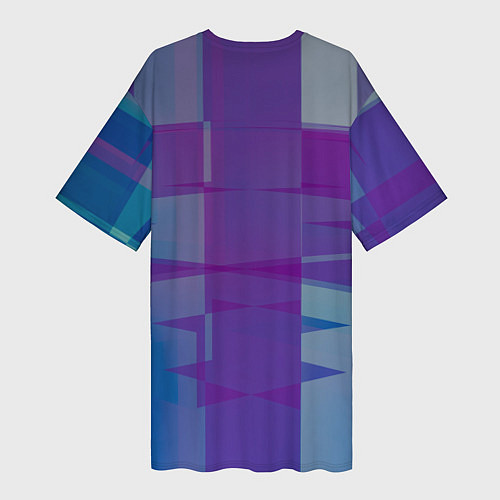 Женская длинная футболка Геометрические объёмные фиолетовые кубы / 3D-принт – фото 2