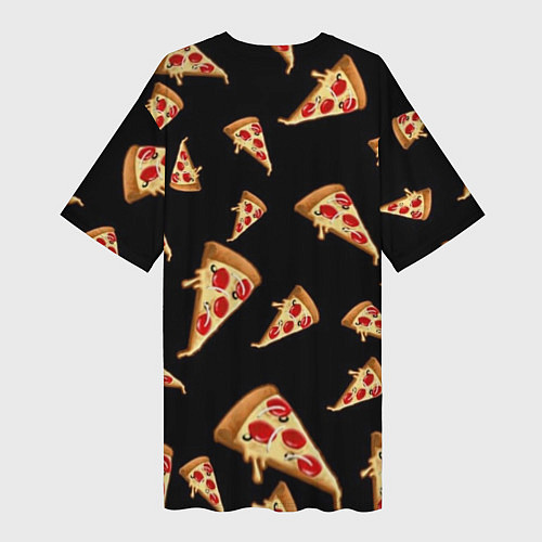 Женская длинная футболка Куски пиццы на черном фоне / 3D-принт – фото 2