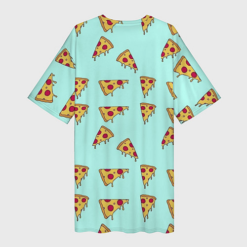 Женская длинная футболка Куски пиццы на голубом фоне / 3D-принт – фото 2