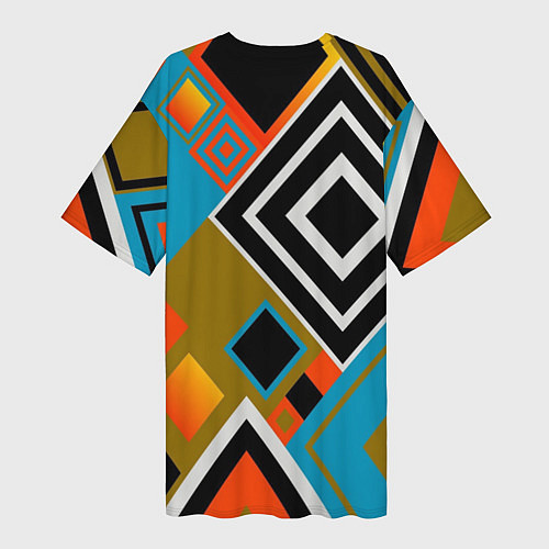 Женская длинная футболка Фон из разноцветных квадратов / 3D-принт – фото 2