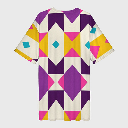 Женская длинная футболка Геометрический цветной орнамент / 3D-принт – фото 2