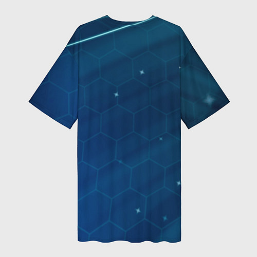 Женская длинная футболка Real madrid голубая абстракция / 3D-принт – фото 2