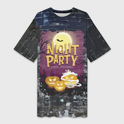 Женская длинная футболка Ночная вечеринка - Pumpkin