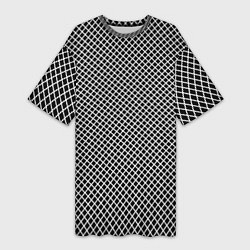 Женская длинная футболка Абстрактная чёрно-белая мозаика