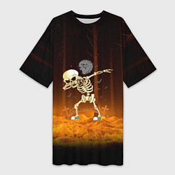 Футболка женская длинная Skeletons dab - dark forest, цвет: 3D-принт