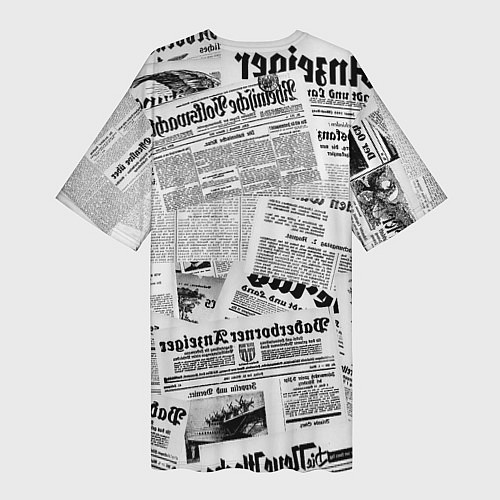 Женская длинная футболка Газетный коллаж / 3D-принт – фото 2