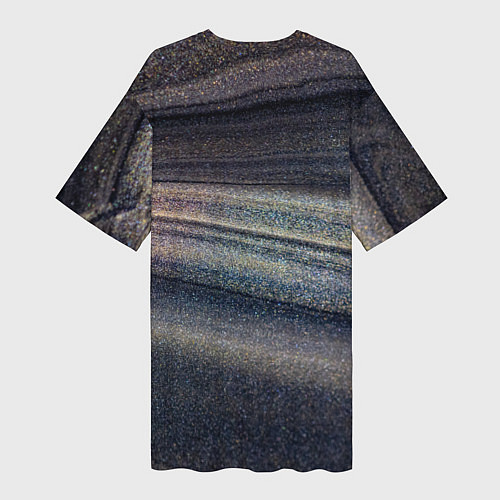 Женская длинная футболка Волны блестящего тёмного песка / 3D-принт – фото 2