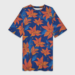 Женская длинная футболка Осенние абстрактные цветы