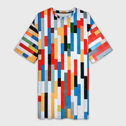 Женская длинная футболка Геометрическое множество разноцветных блоков