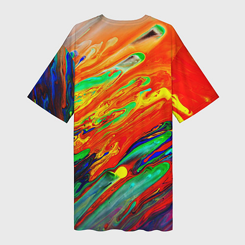 Женская длинная футболка Неоновый градиент красок / 3D-принт – фото 2