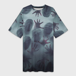 Женская длинная футболка Scary faces trying to get out