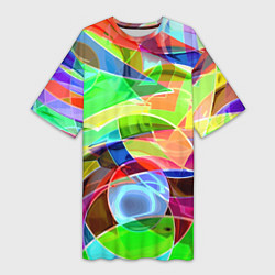 Женская длинная футболка Цветная геометрическая композиция - лето
