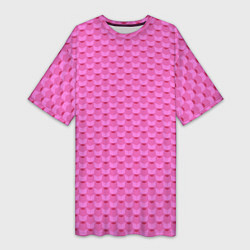 Футболка женская длинная Геометрический современный розовый однотонный узор, цвет: 3D-принт