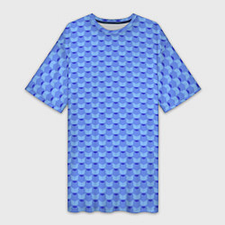 Футболка женская длинная Синий геометрический узор текстура, цвет: 3D-принт