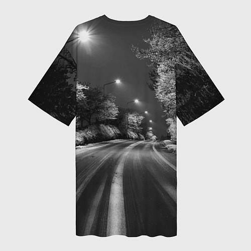 Женская длинная футболка Порше - зимняя дорога / 3D-принт – фото 2