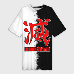 Женская длинная футболка Demon Slayer - красный логотип истребителя