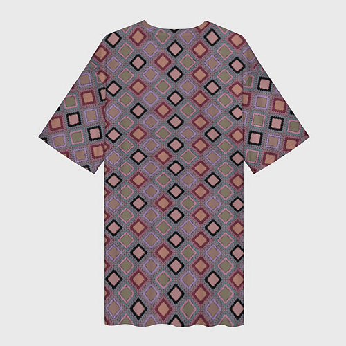 Женская длинная футболка Разноцветные квадраты с зигзагами / 3D-принт – фото 2