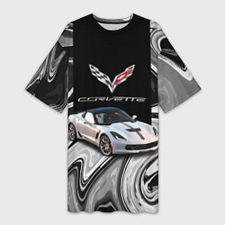 Футболка женская длинная Chevrolet Corvette - Motorsport - Racing team, цвет: 3D-принт