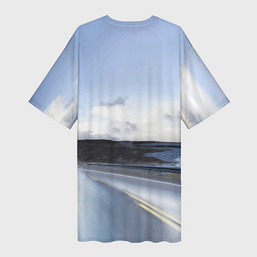 Женская длинная футболка Фура Вольво на трассе / 3D-принт – фото 2