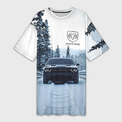 Футболка женская длинная Dodge in winter forest, цвет: 3D-принт
