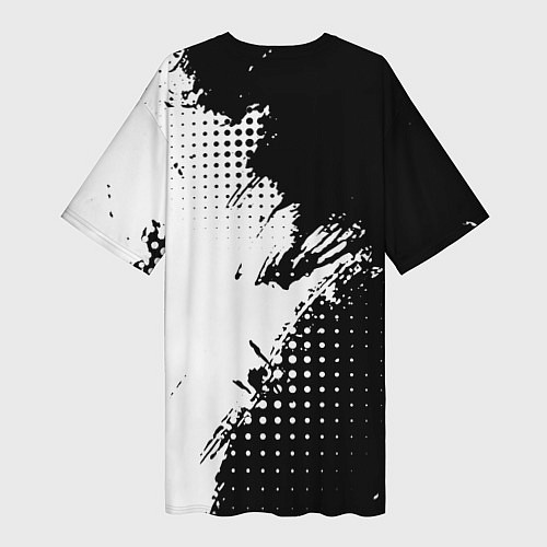 Женская длинная футболка Mitsubishi - черно-белая абстракция / 3D-принт – фото 2